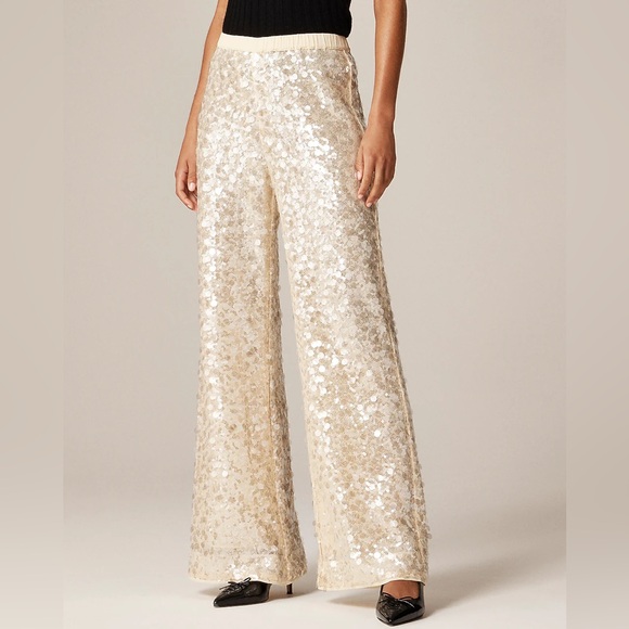NWT J. Crew Collection Tan Champagne Cosmo Sequin Pants Size Small